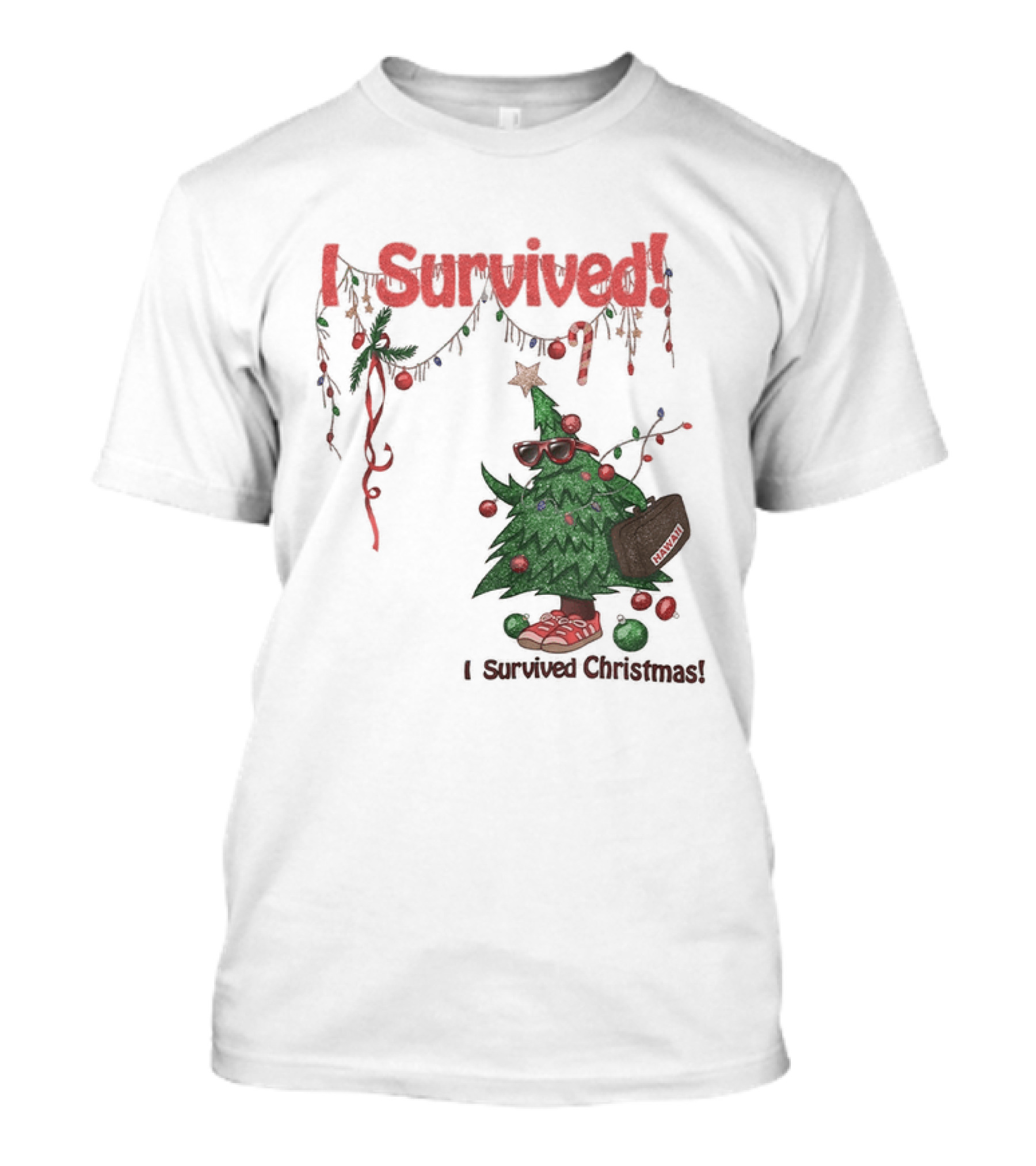 I Survived Christmas Funny Holiday Tree Celebration T-Shirt