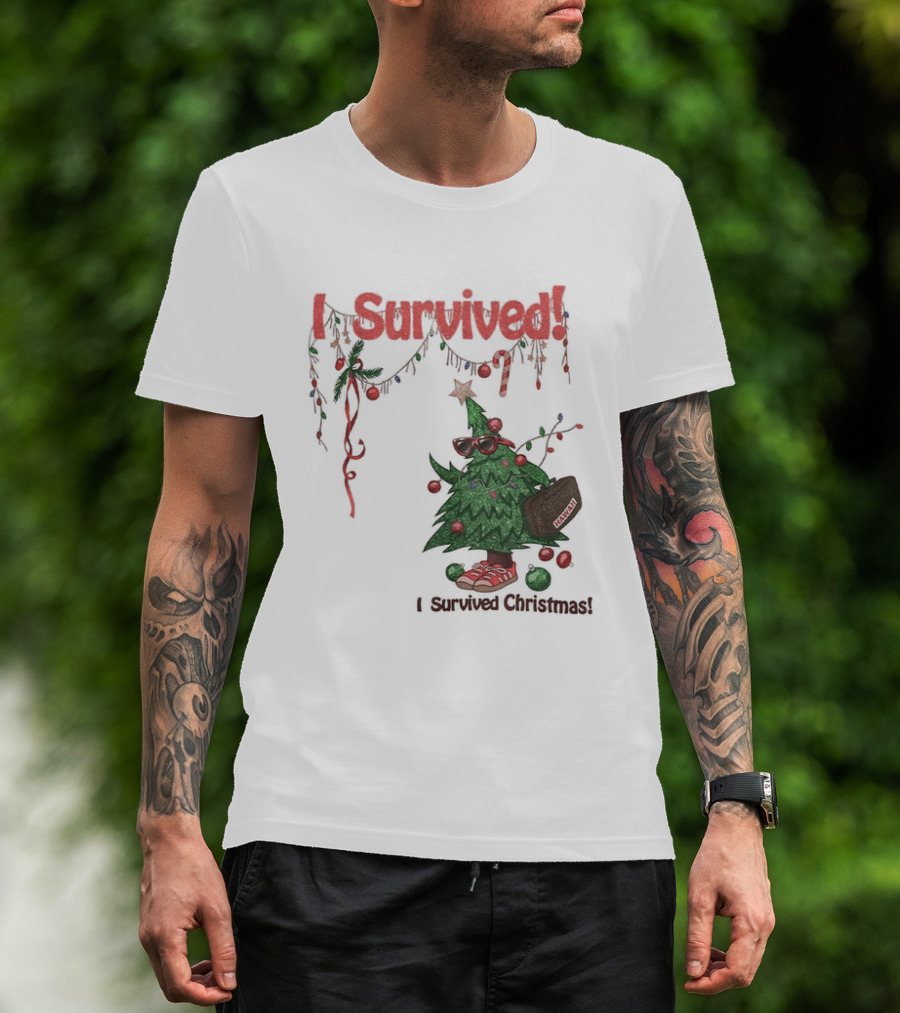 I Survived Christmas Funny Holiday Tree Celebration T-Shirt
