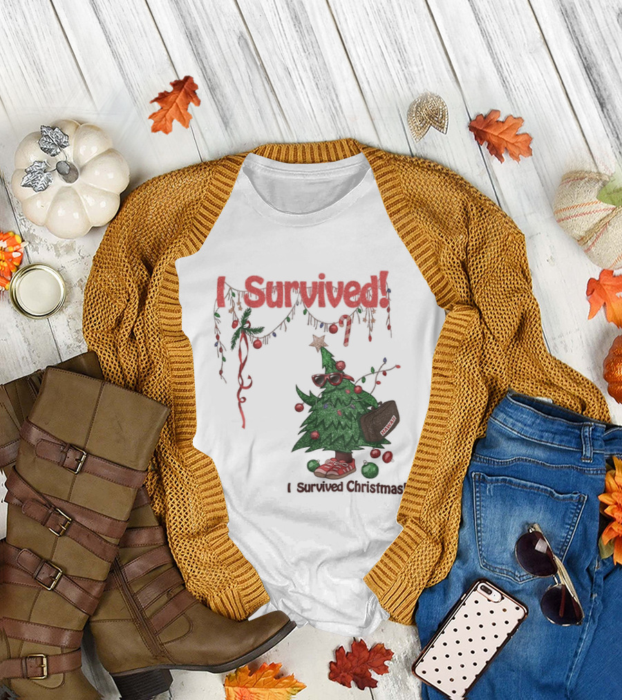I Survived Christmas Funny Holiday Tree Celebration T-Shirt
