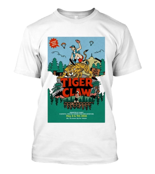 Choose Your Route Tiger Claw May 8 9 2026 3 Summits Adventure 50k The Ascent Big Cat Ambush T-Shirt