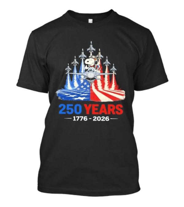 250 Years 1776 2026 Snoopy American Flag Jets T-Shirt