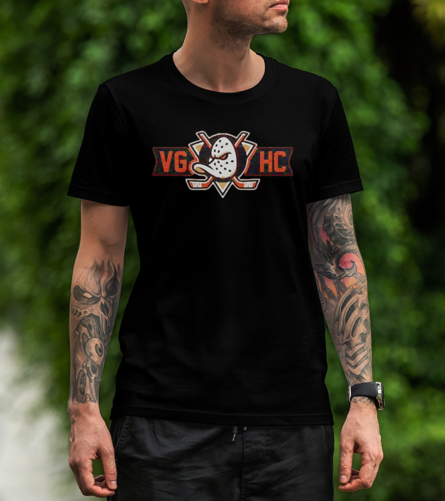 Anaheim Ducks VGHC Hockey Mask Crossed Sticks T-Shirt