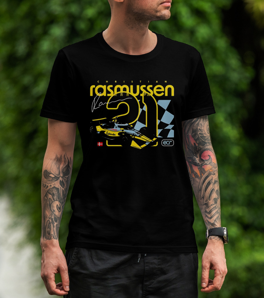 Christian Rasmussen 21 Splenda Chevrolet Racing ECR Flag Denmark T-Shirt