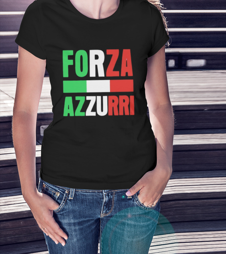 Forza Azzurri Italy Italian Flag Supporters T-Shirt