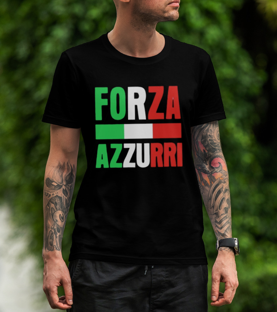 Forza Azzurri Italy Italian Flag Supporters T-Shirt