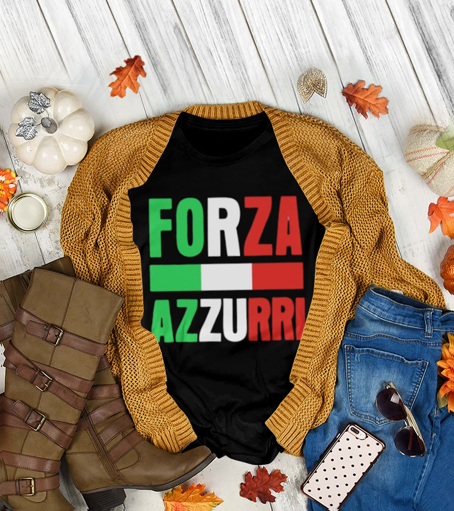 Forza Azzurri Italy Italian Flag Supporters T-Shirt