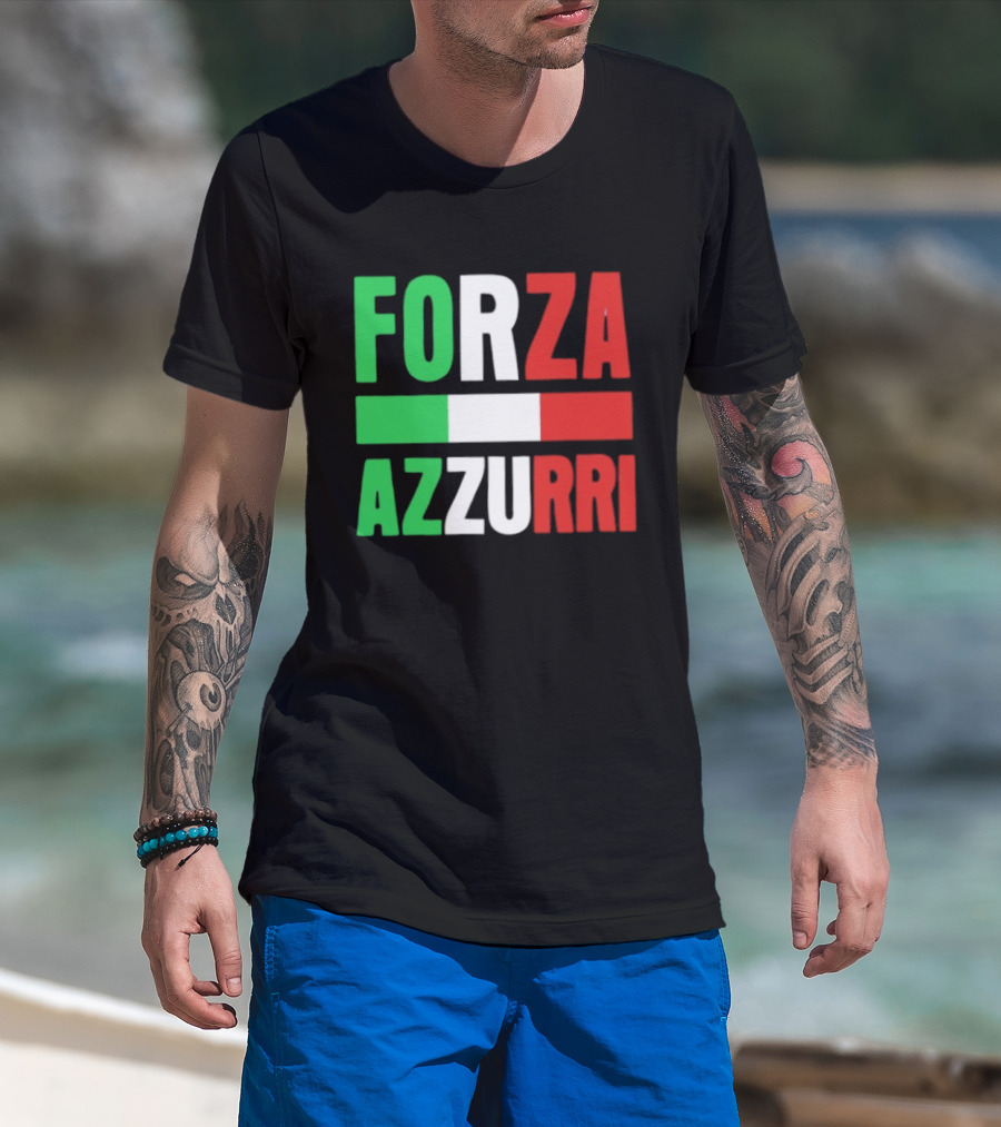 Forza Azzurri Italy Italian Flag Supporters T-Shirt