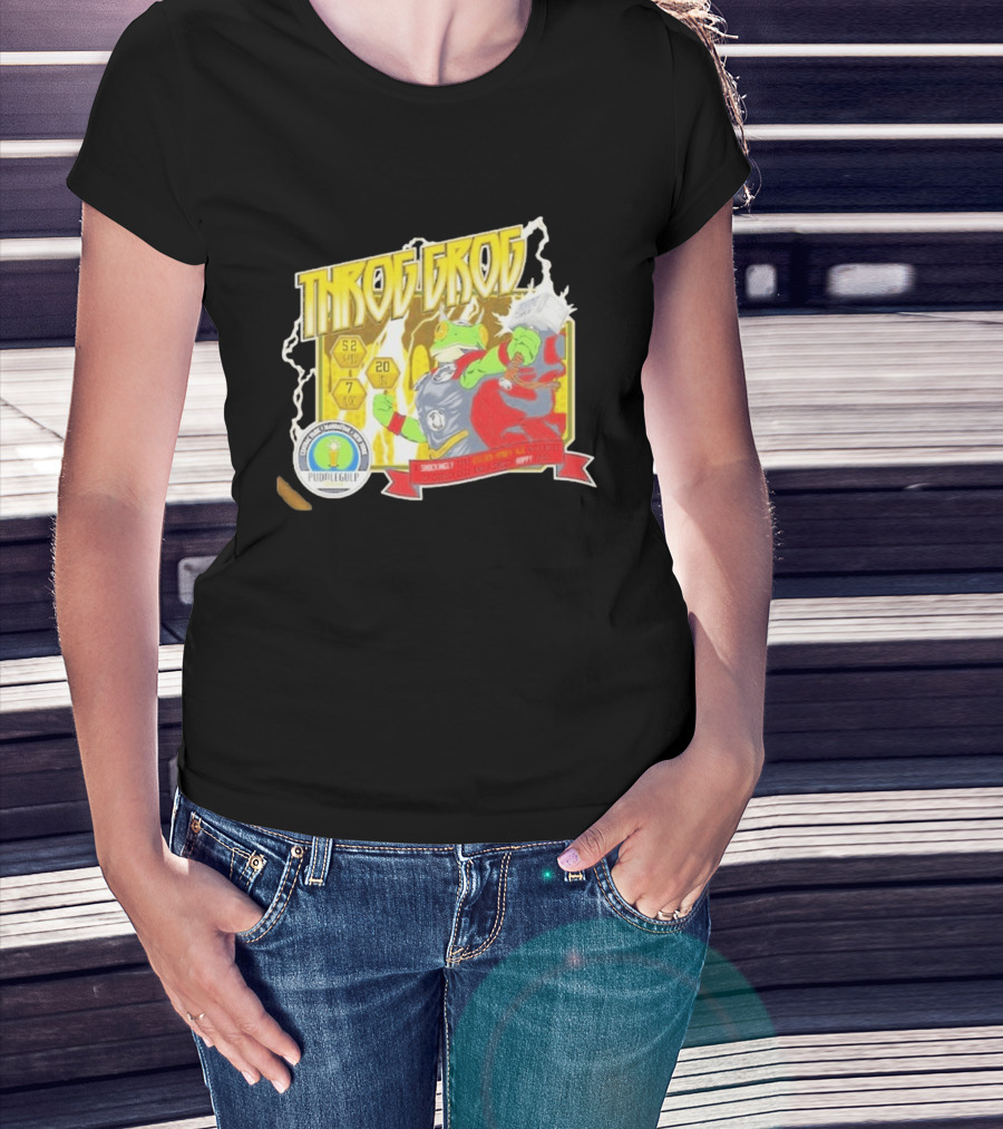 Throg Grog Puddle Gulp Superhero Frog Lightning Hammer Comic T-Shirt
