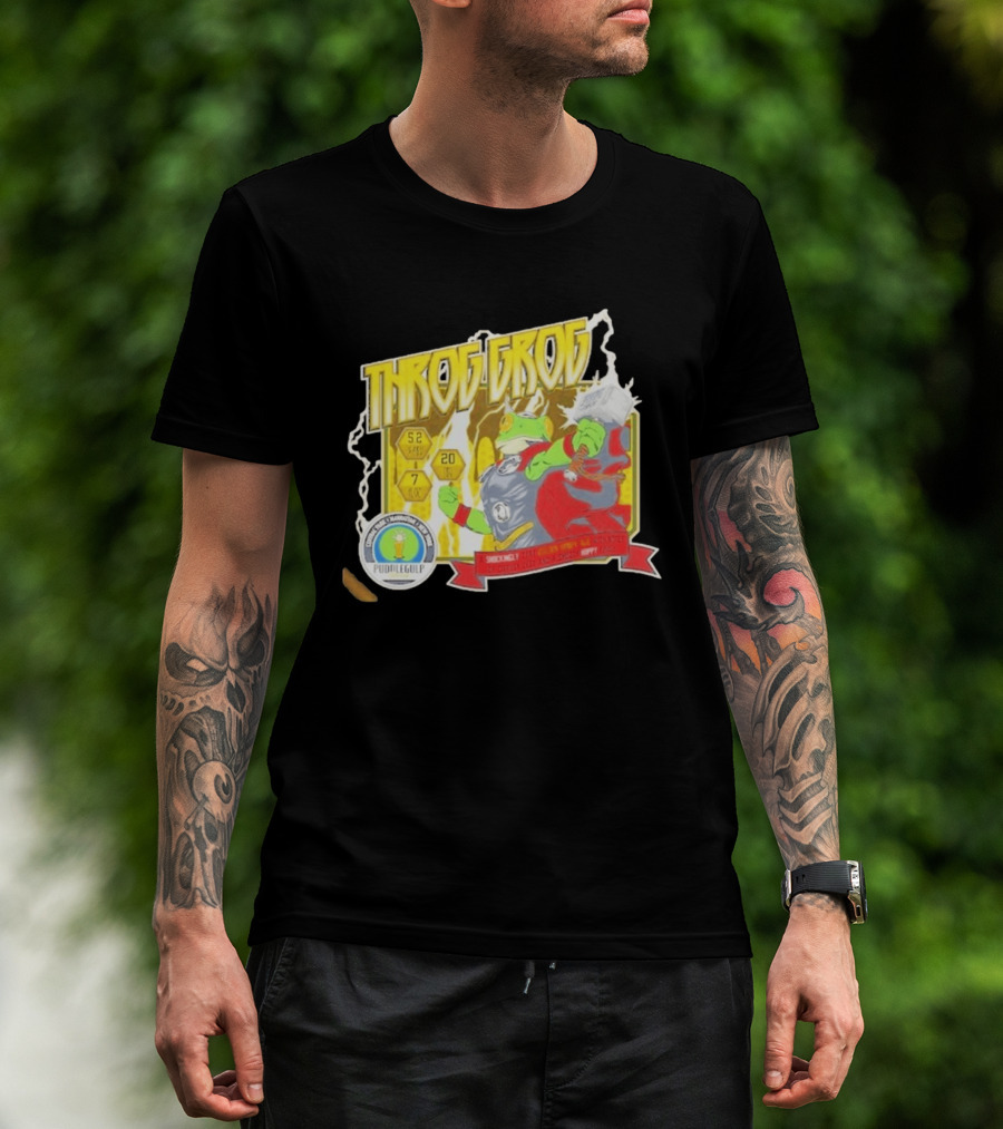 Throg Grog Puddle Gulp Superhero Frog Lightning Hammer Comic T-Shirt