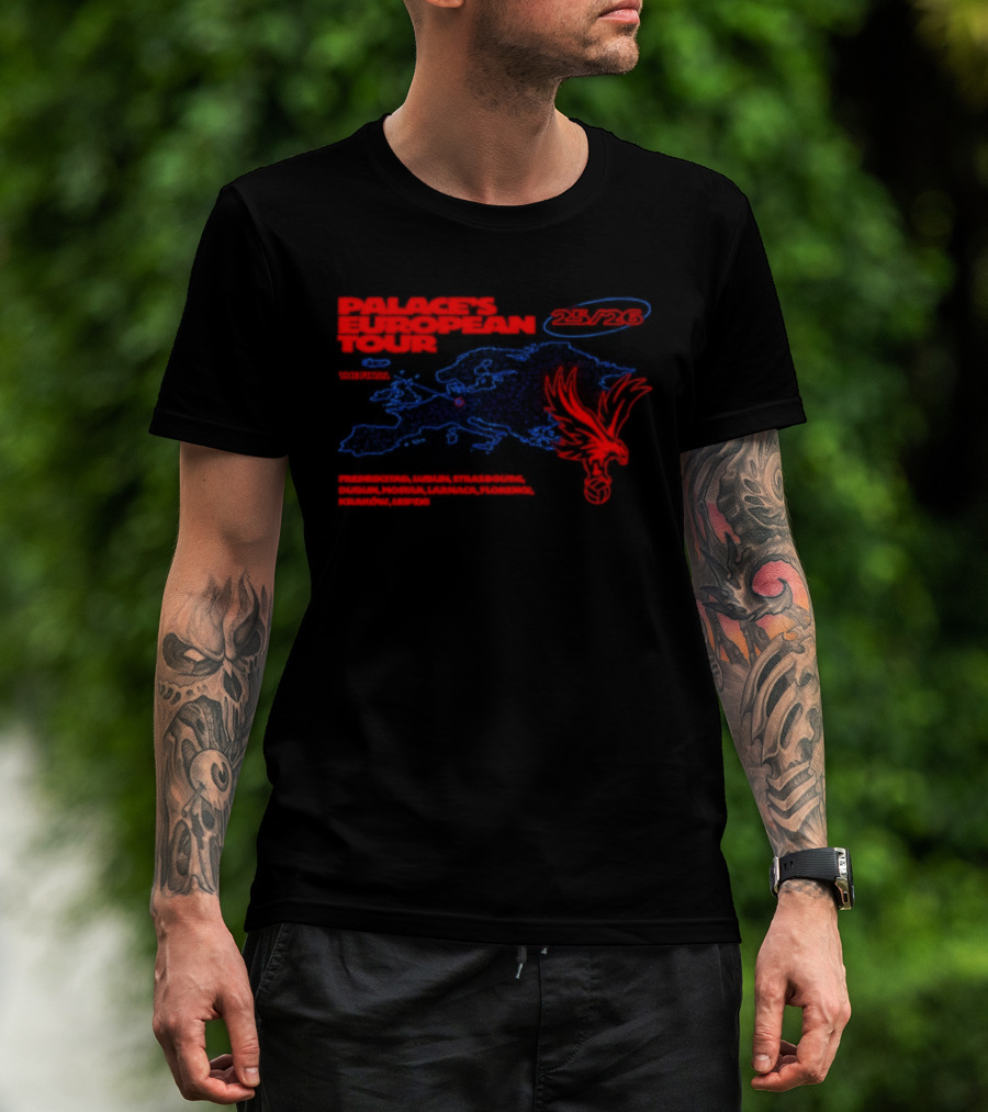 Crystal Palace European Tour 25 26 The Final Football Club Badge Winged Lion T-Shirt
