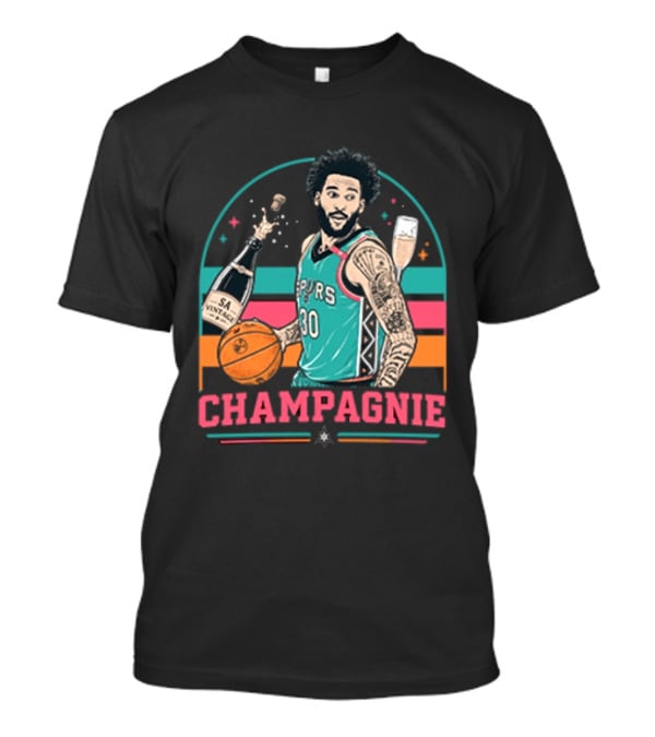 Champagnie Spurs Basketball Number 30 With Champagne Celebration T-Shirt
