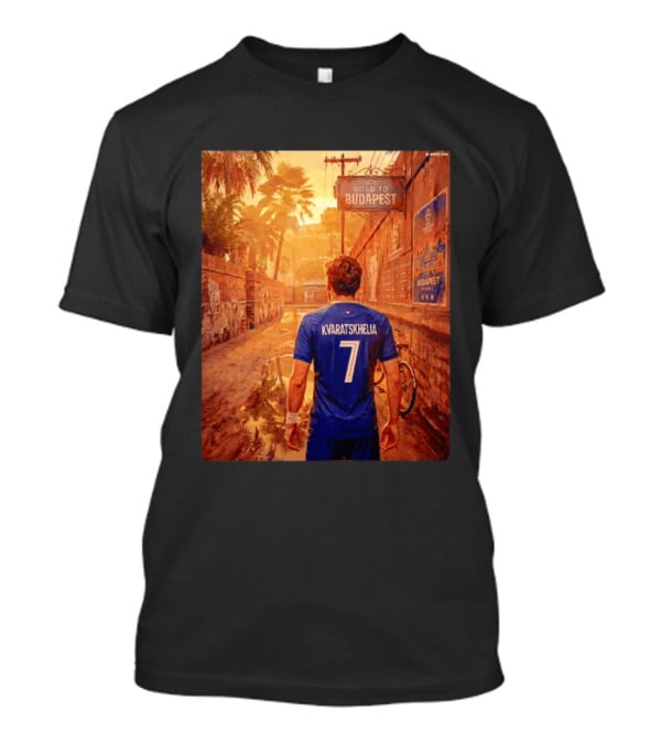 Khvicha Kvaratskhelia #7 Road To Budapest Georgian Footballer Journey T-Shirt