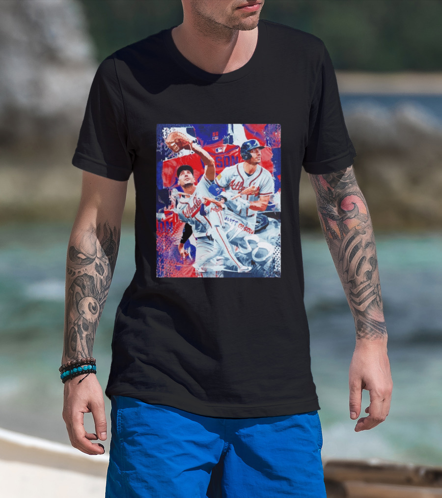 Matt Olson Atlanta Braves Baseball Action Collage T-Shirt