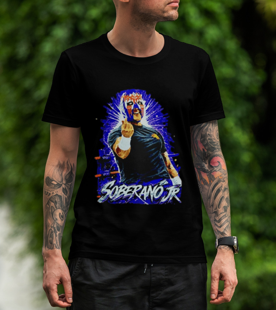 Soberano Jr Mexican Luchador Mask And Pose T-Shirt