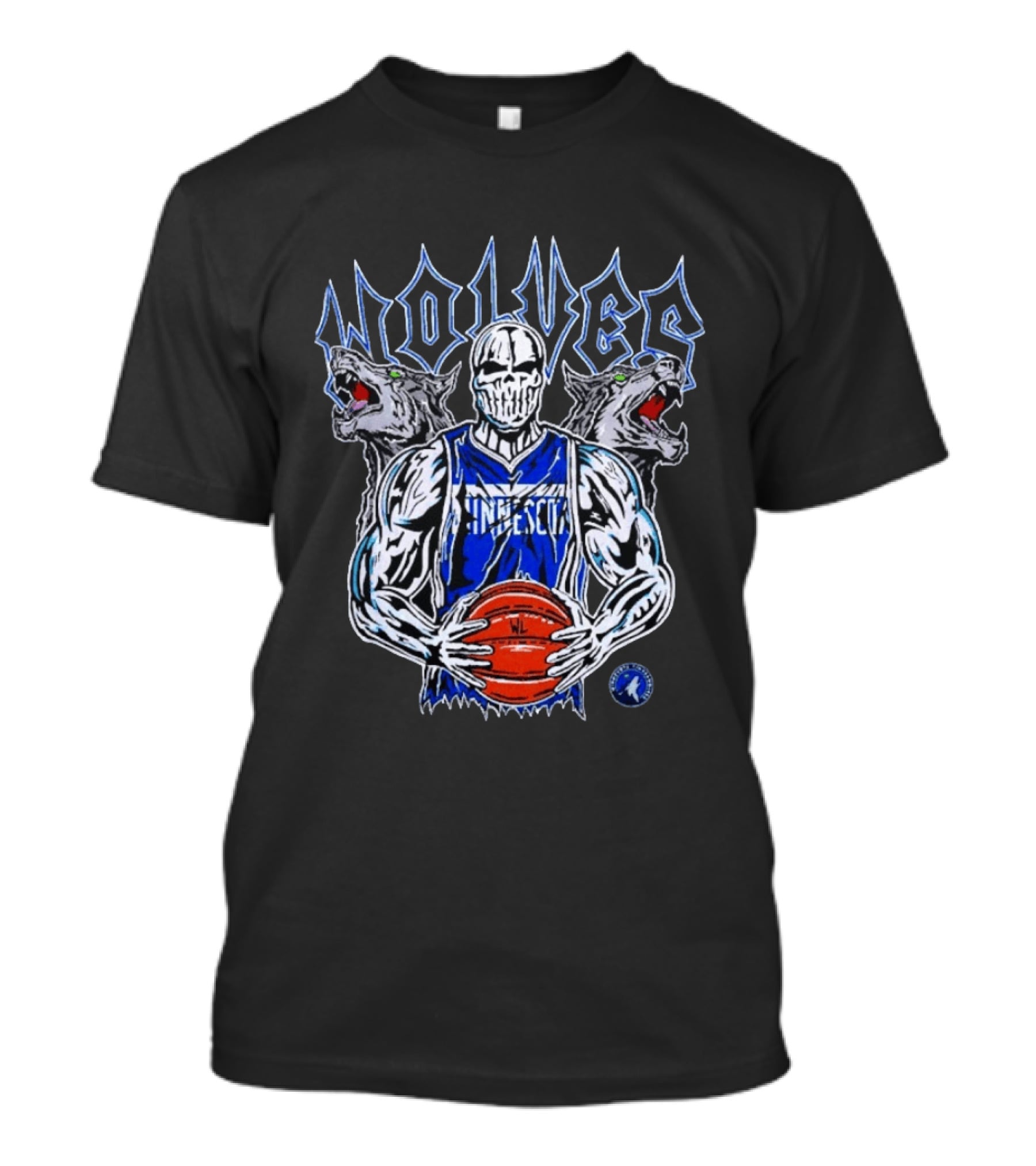 Minnesota Wolves Basketball Skeleton And Fierce Wolves T-Shirt