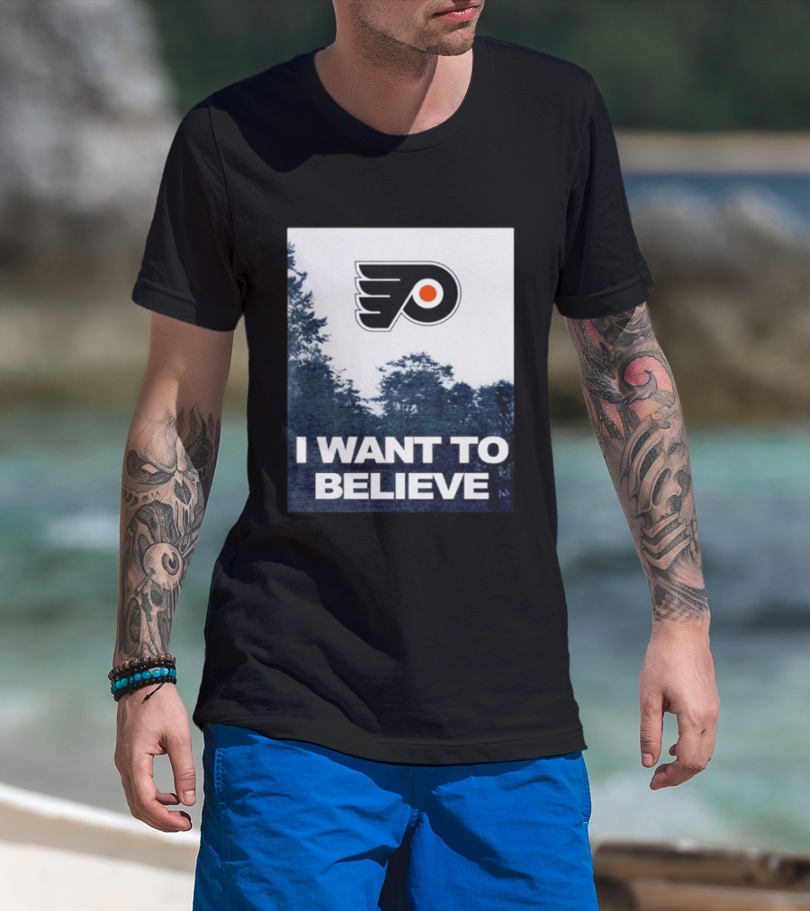 Philadelphia Flyers I Want To Believe UFO Hockey T-Shirt