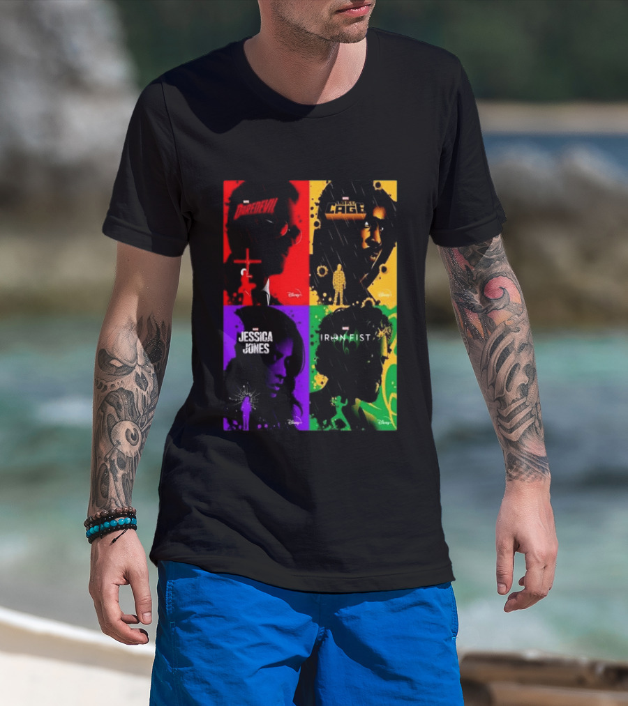 Marvel Daredevil Jessica Jones Luke Cage Iron Fist Heroes Disney T-Shirt
