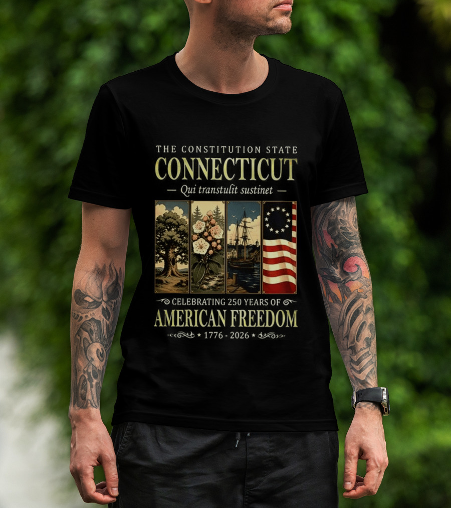 Connecticut Celebrating 250 Years Of American Freedom 1776 2026 Palmetto State T-Shirt