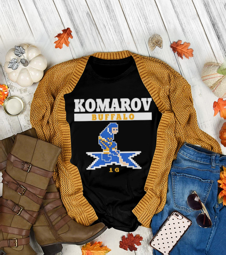 Komarov Buffalo Sabres 76 Hockey Pixel T-Shirt