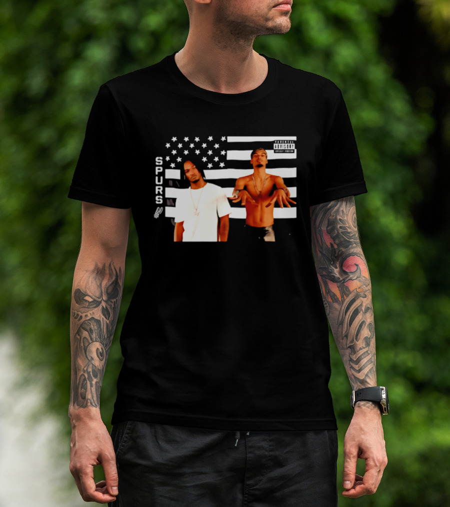 Spurs Wemby And Castle Stankonia American Flag T-Shirt