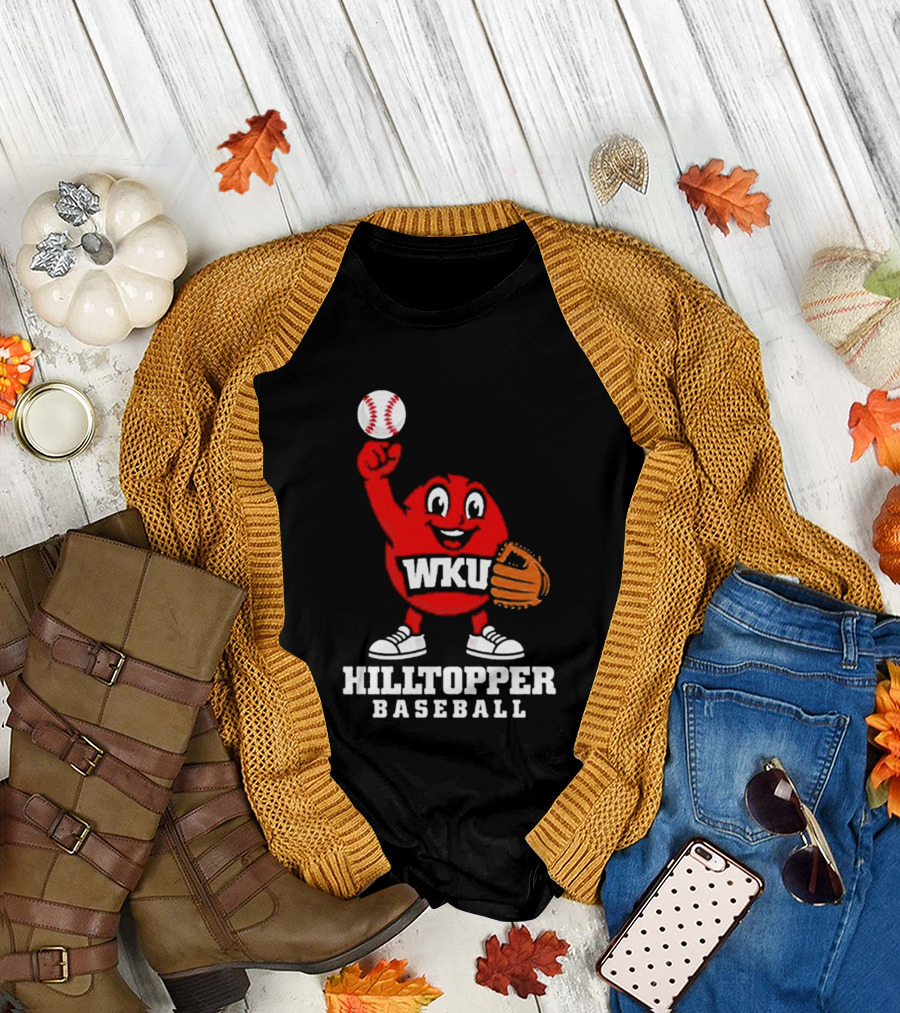WKU Hilltopper Baseball Mascot with Glove and Ball T-Shirt
