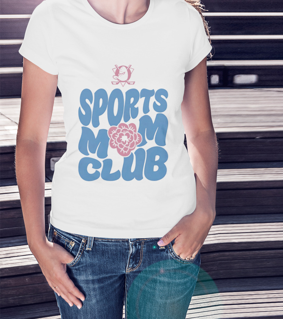 Anaheim Ducks Sports Mom Club Floral Lettering T-Shirt