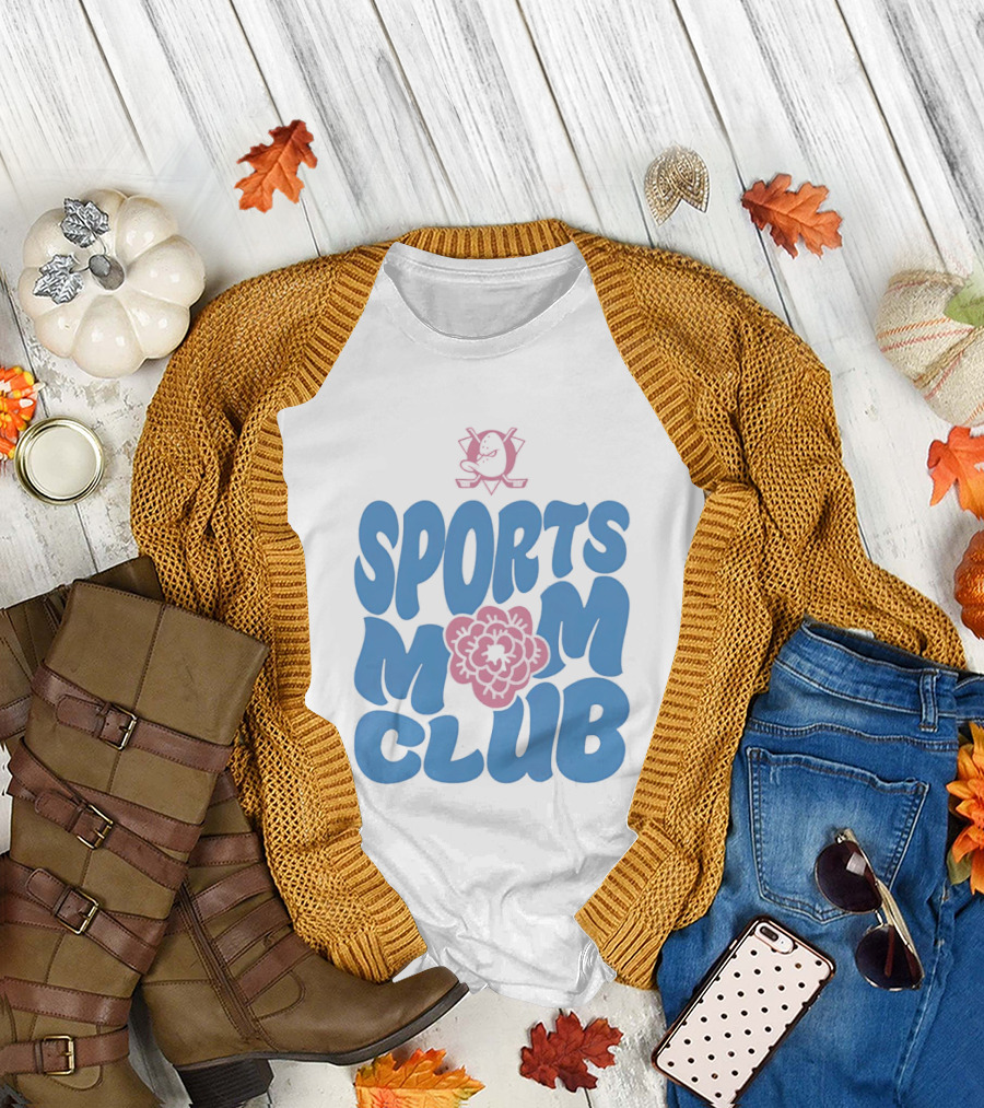 Anaheim Ducks Sports Mom Club Floral Lettering T-Shirt