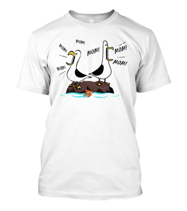 Seagull Mom Finding Nemo Disney Characters On Rock With Fish T-Shirt