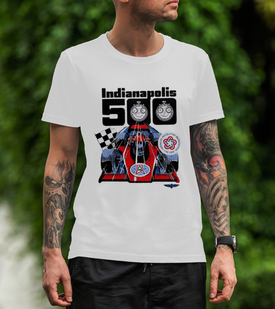 Indianapolis 500 1976 60th Anniversary Racing Car American Revolution Bicentennial T-Shirt