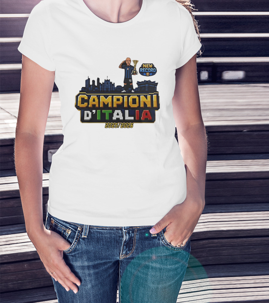 Campioni D'Italia 2025 2026 Inter Milan New Record City Skyline T-Shirt