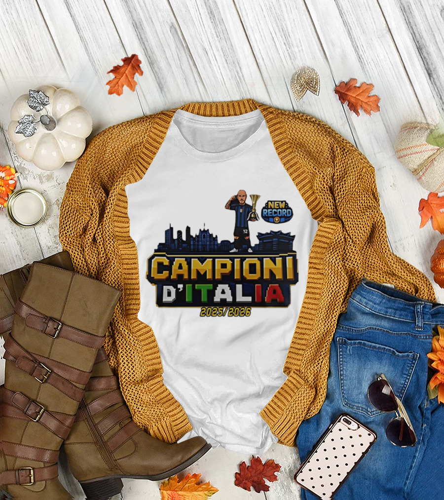 Campioni d'Italia 2025 2026 Inter Milan New Record City Skyline T-Shirt