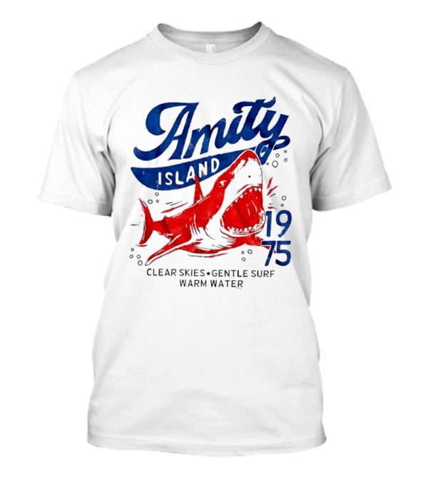 Amity Island 1975 Clear Skies Gentle Surf Warm Water Shark T-Shirt