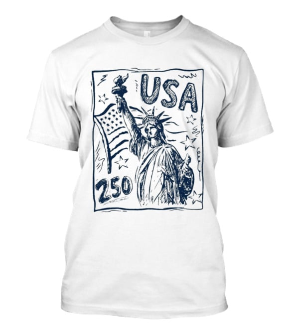 USA Statue Of Liberty American Flag 250 Stars T-Shirt