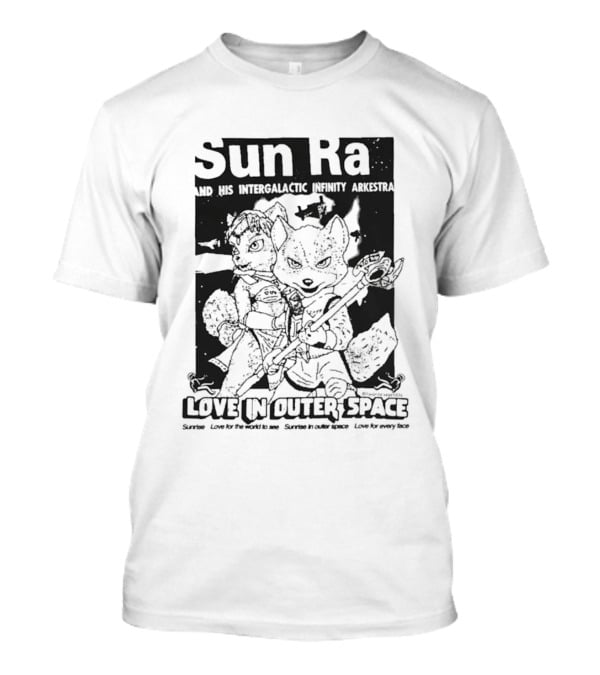 Sun Ra And His Intergalactic Infinity Arkestra Love In Outer Space Visual With Cartoon Characters T-Shirt