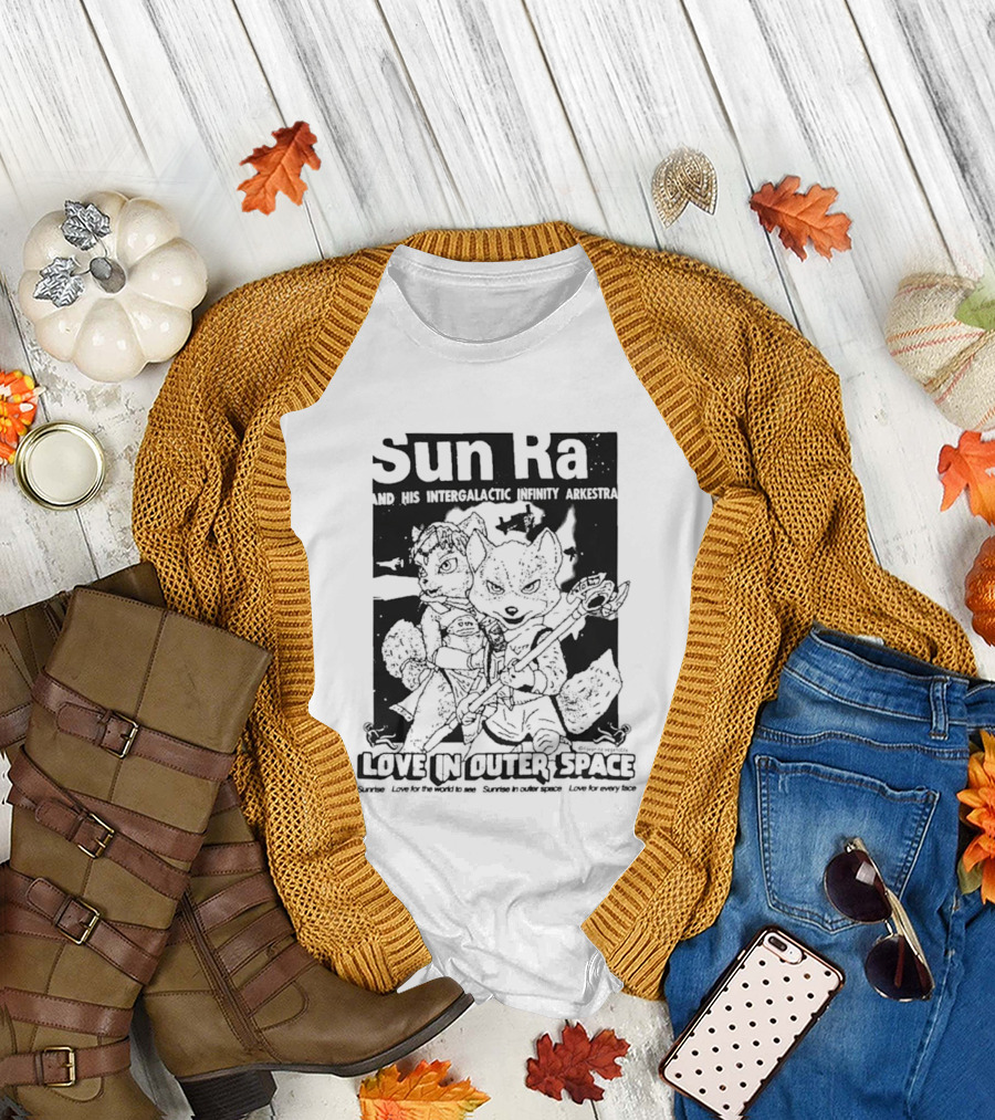 Sun Ra and His Intergalactic Infinity Arkestra Love in Outer Space Visual with Cartoon Characters T-Shirt