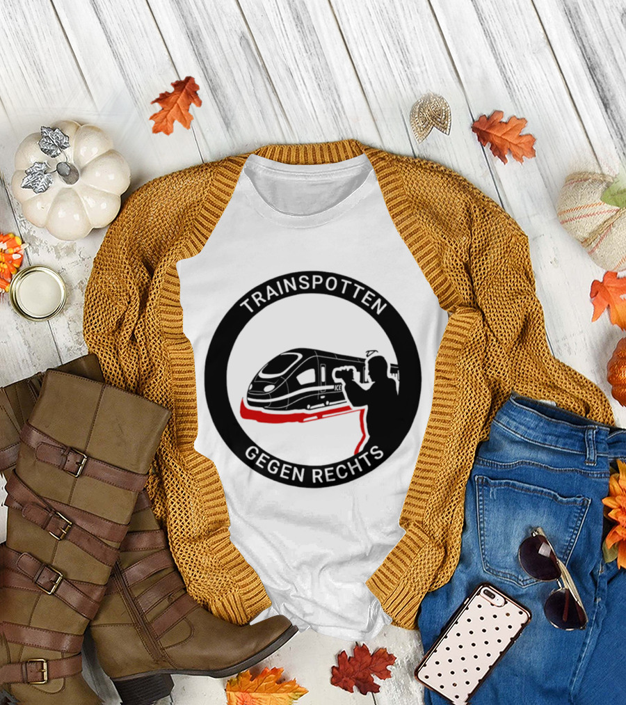 Trainspotten Gegen Rechts Train And Photographer Silhouette Anti Right Movement T-Shirt