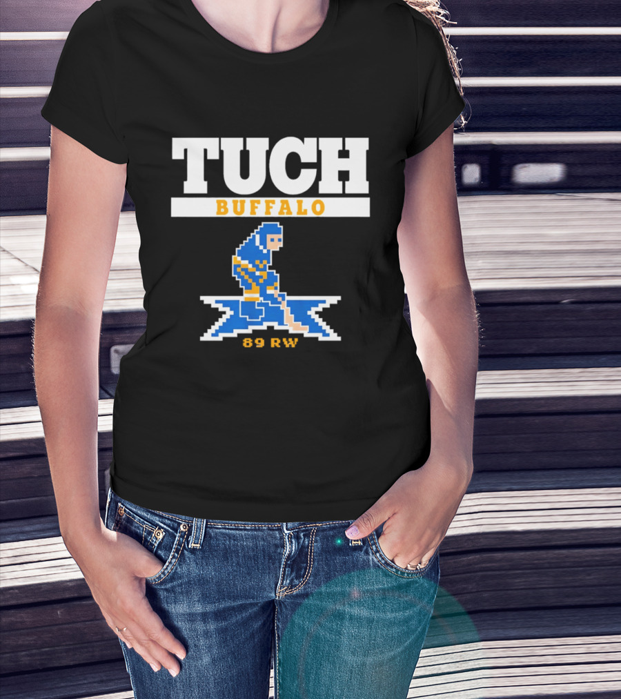 Tuch Buffalo Sabres 89 RW Classic Pixel Hockey T-Shirt