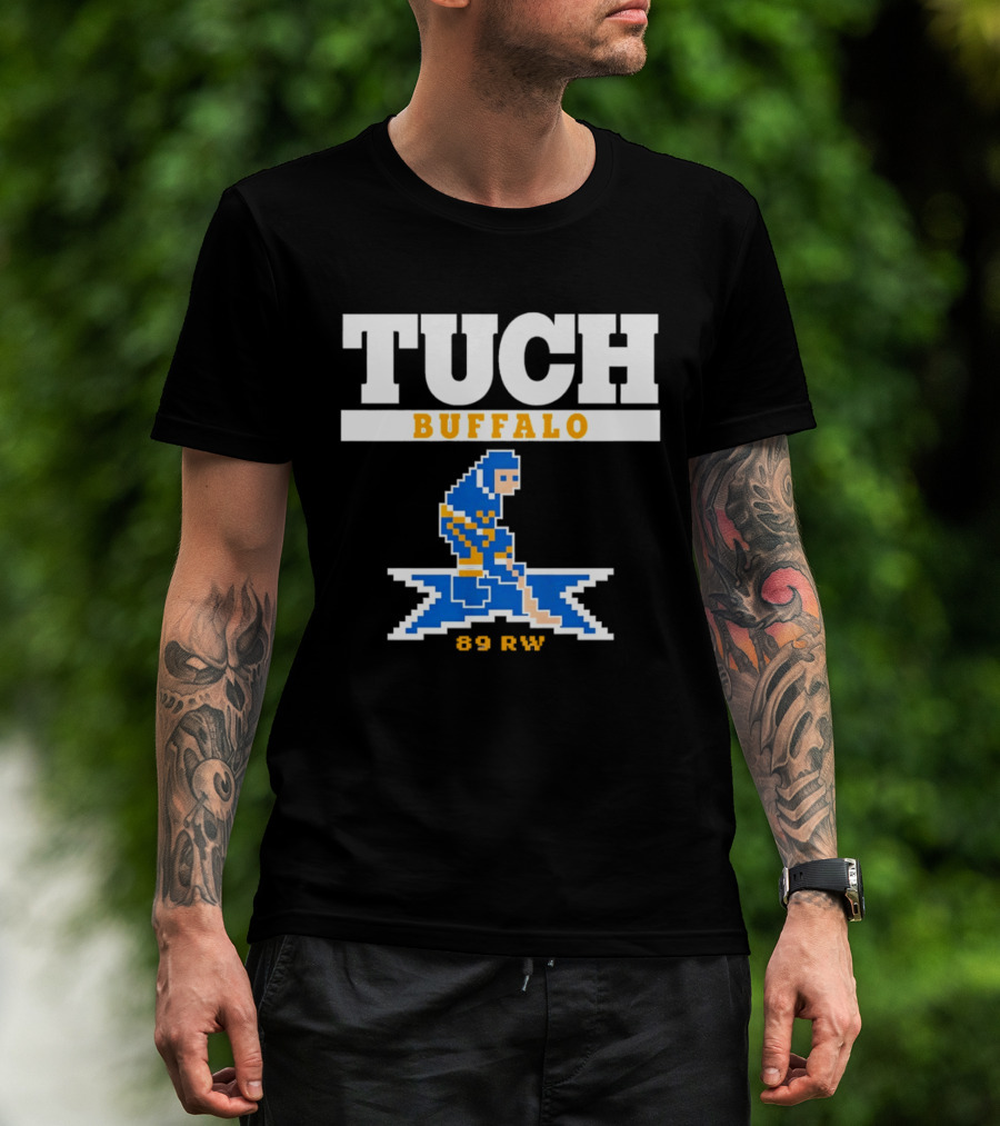 Tuch Buffalo Sabres 89 RW Classic Pixel Hockey T-Shirt
