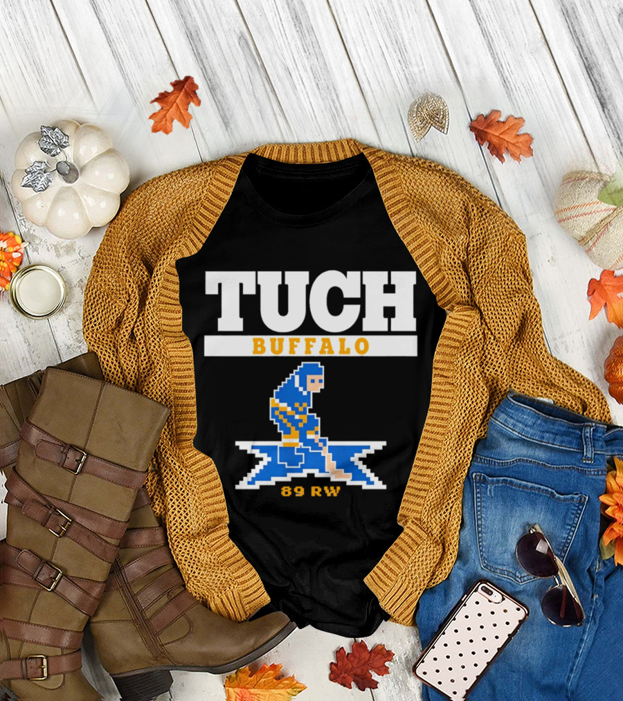 Tuch Buffalo Sabres 89 RW Classic Pixel Hockey T-Shirt