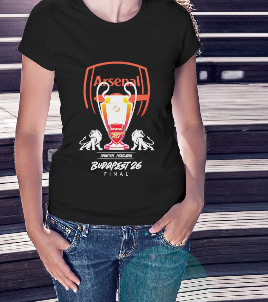Arsenal Budapest 26 Final Champions League Trophy Lions T-Shirt