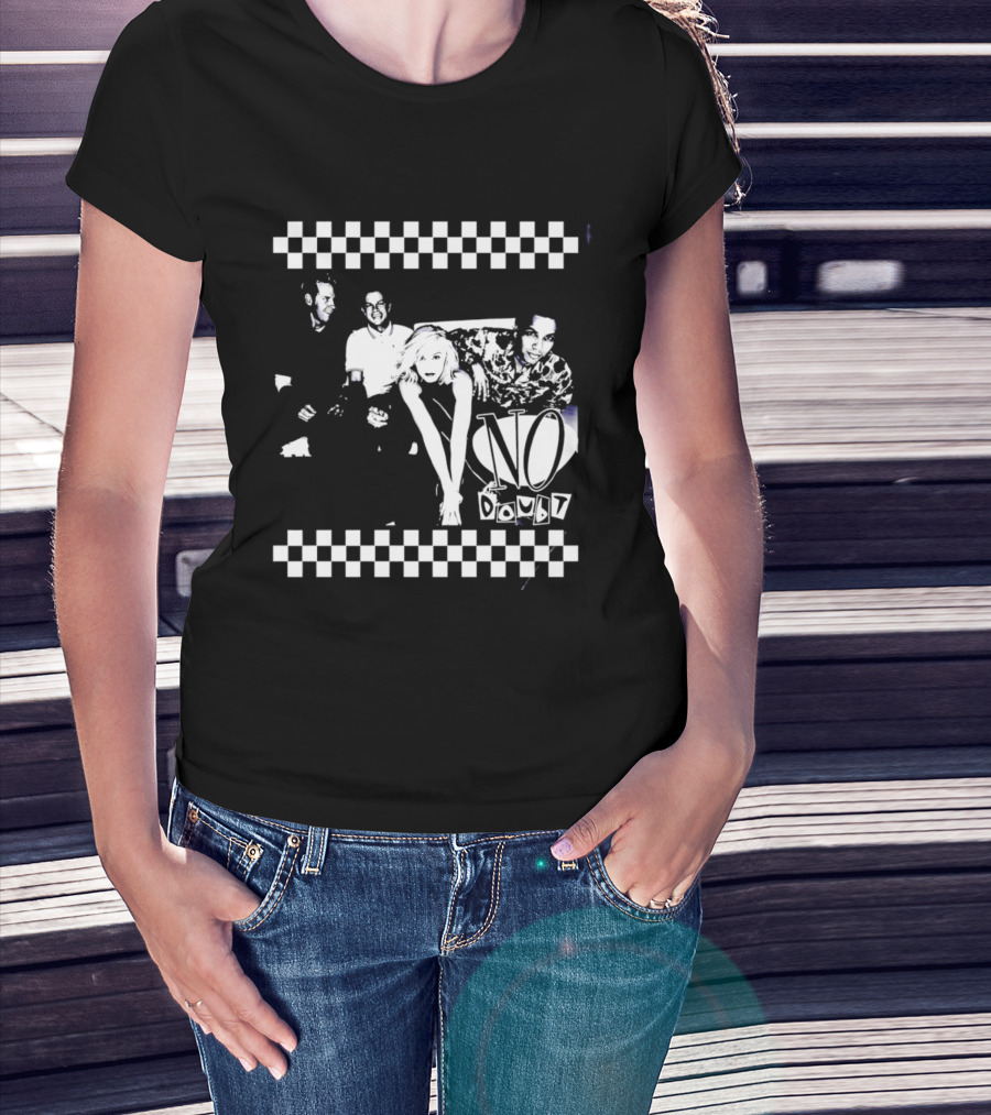 No Doubt Band Gwen Stefani Tony Kanal Eric Stefani Checkered T-Shirt