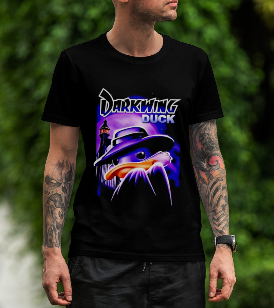 Darkwing Duck Funko Figure Iconic Character With Hat And Cityscape T-Shirt