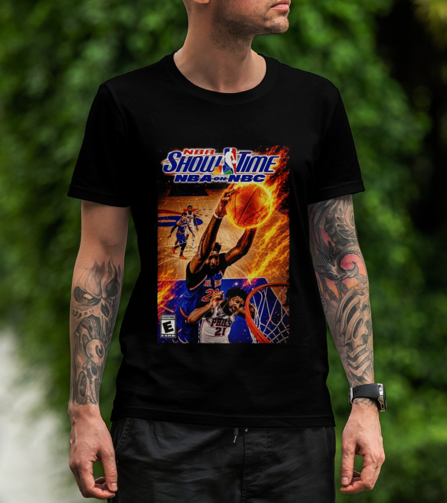 NBA Showtime Dunking Mitchell Robinson On Joel Embiid NBA On NBC T-Shirt