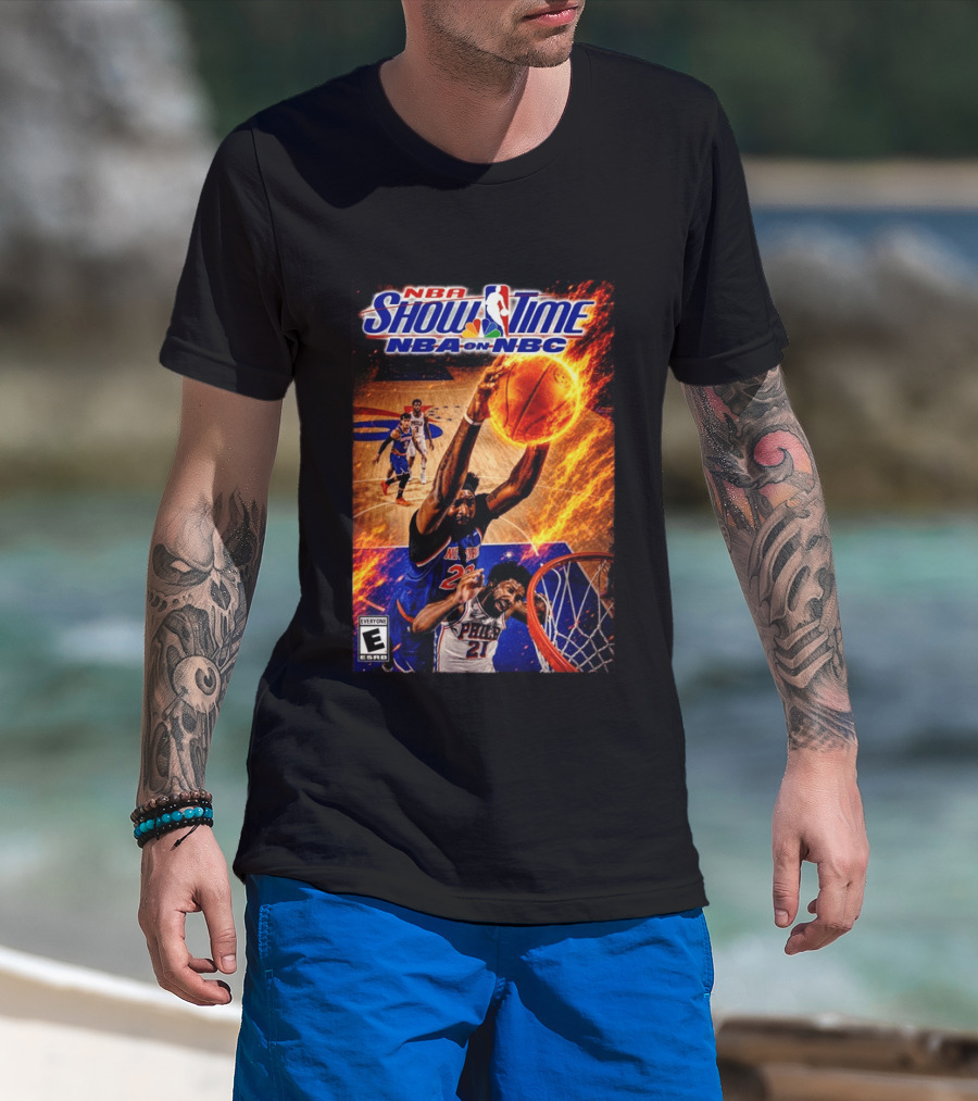 NBA Showtime Dunking Mitchell Robinson On Joel Embiid NBA On NBC T-Shirt