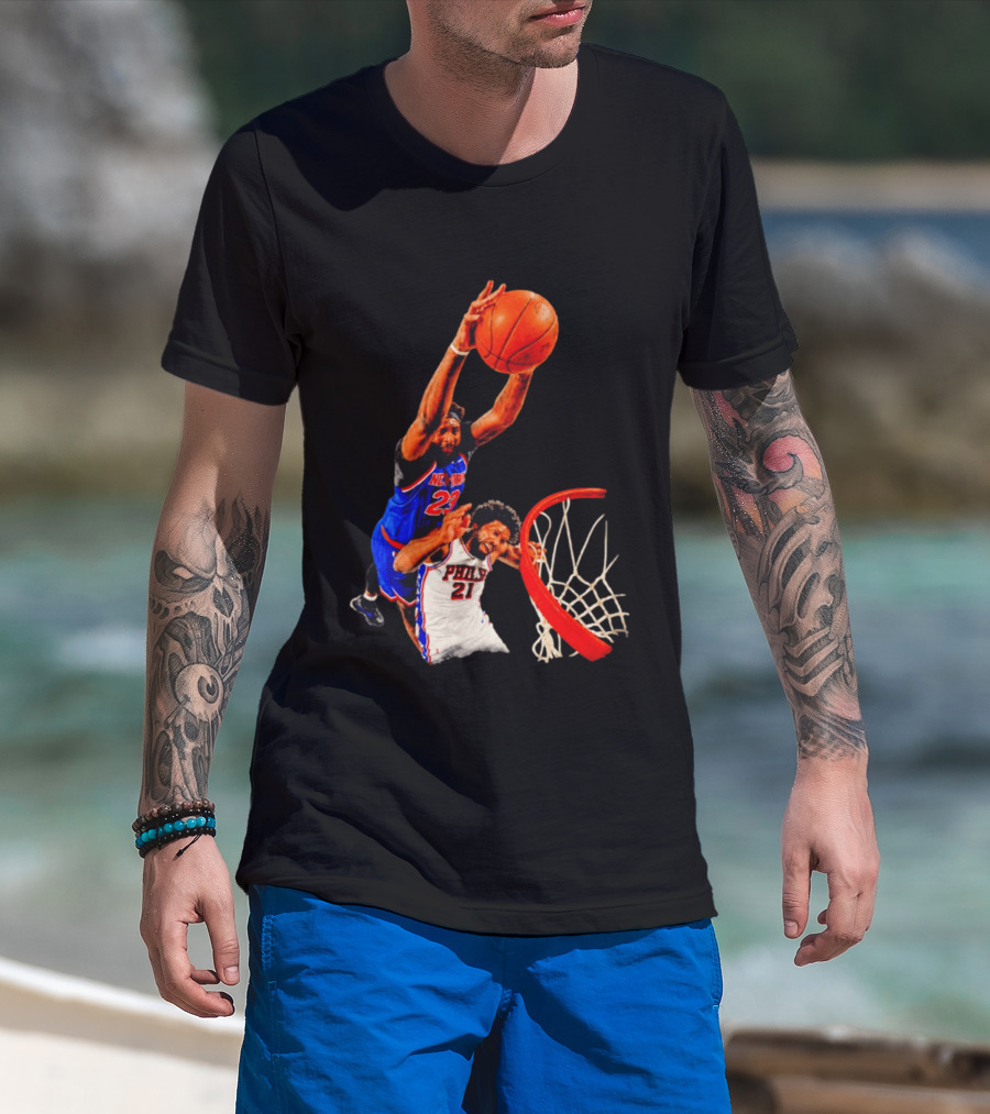 New York Knicks Mitchell Robinson Dunking On Philadelphia 2026 T-Shirt