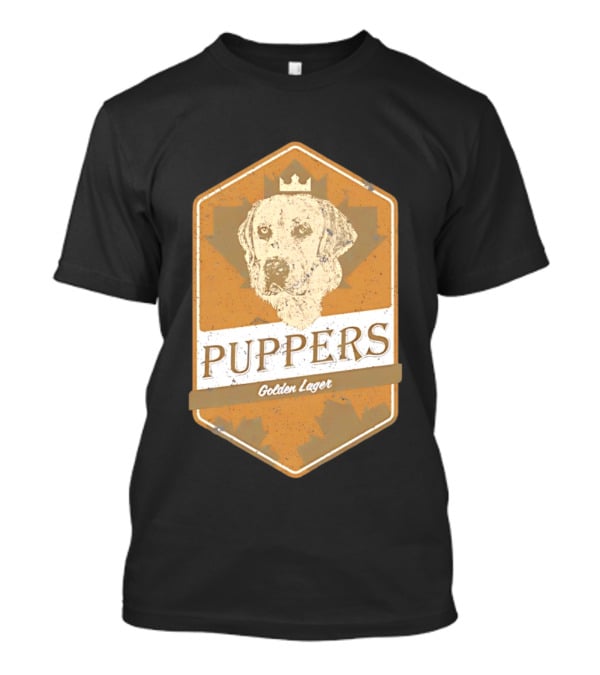 Puppers Golden Lager Dog Label Image With Crown T-Shirt