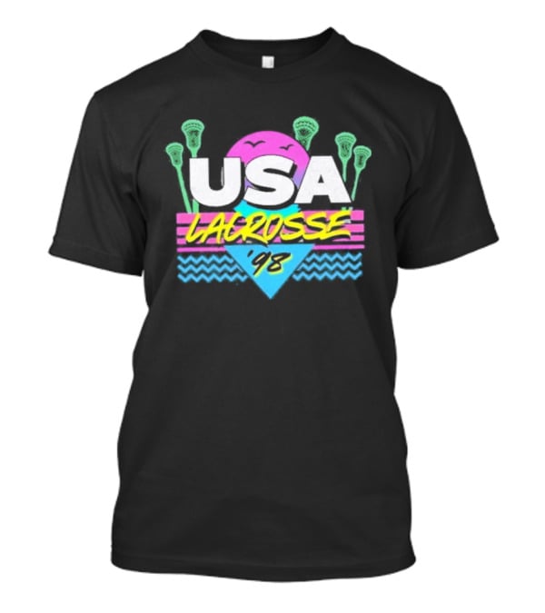 USA Lacrosse 92 Retro Neon Purple Sunset T-Shirt