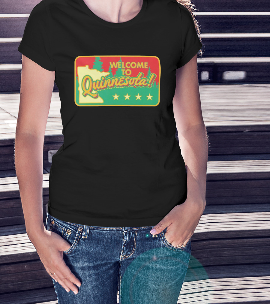 Welcome To Quinnesota State Map Forest Theme With Stars T-Shirt