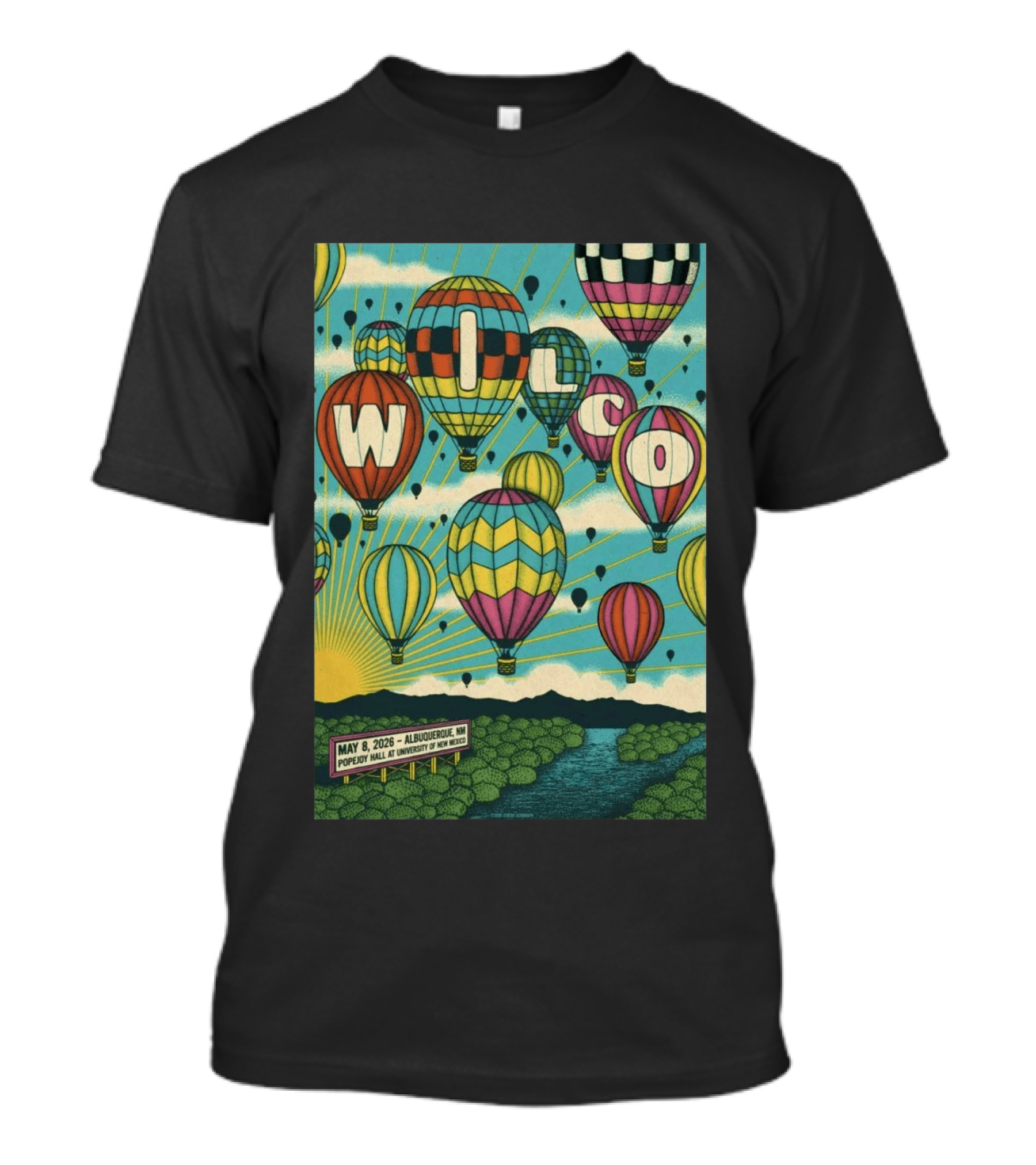 Wilco Hot Air Balloons Albuquerque NM May 8 2026 Popejoy Hall University Of New Mexico T-Shirt