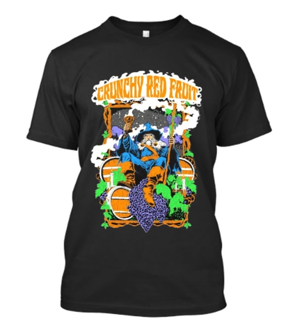 Crunchy Red Fruit Wizard With Grapes And Barrels T-Shirt